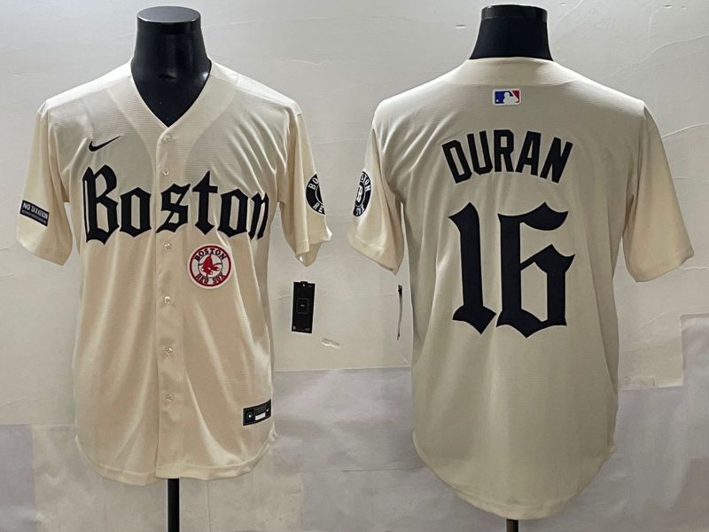 Men 2025 Boston Red Sox #16 Duran Cream Five generations Joint Name Nike MLB Jersey style 19->boston red sox->MLB Jersey